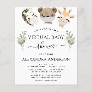Budget Virtuelle Babyparty Woodland Eukalyptus Flyer