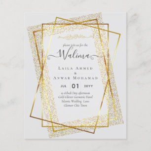 Budget Walima Muslim Hochzeit Goldrahmen Einladung Flyer