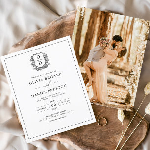 Budget Wappen White Foto Einladung Hochzeit