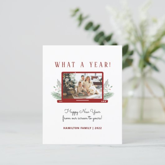 Budget Was für ein Jahr Einfache Fotokarte für Neu (Stehend Vorderseite)