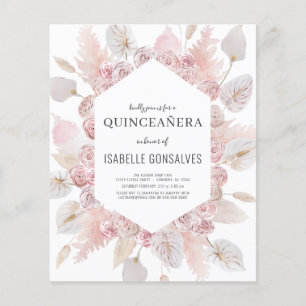 Budget-Wasserfarbe-Boho-QUINCEAÑERA-Einladung Flyer