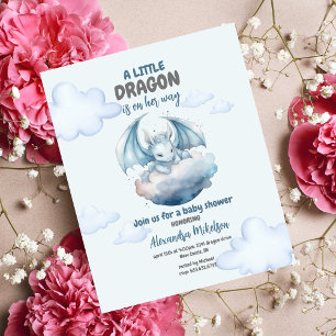 Budget Wasserfarbe Dragon Baby Dusche Flyer