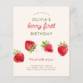Budget Wasserfarbe Erdbeere Berry Erster Geburtsta (Vorderseite)