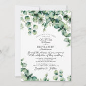 Budget Wasserfarbe Eukalyptus Grüne Hochzeit Einladung (Vorderseite)