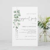 Budget Wasserfarbe Eukalyptus Verlobung Einladung (Stehend Vorderseite)