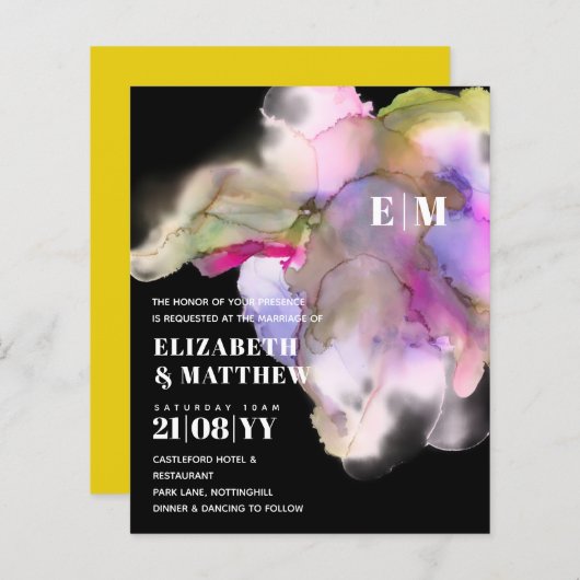 BUDGET Wasserfarbe Hochzeit Abstrakt Lila Grau (Vorne/Hinten)