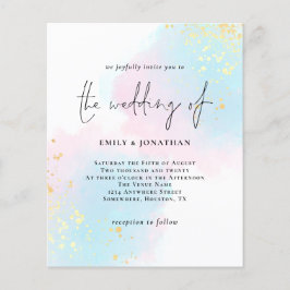 Budget Wasserfarbe Rosa Blauer Hochzeitstag Einlad