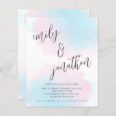 Budget Wasserfarbe Rosa Blue QR Code Hochzeit einl (Vorne/Hinten)