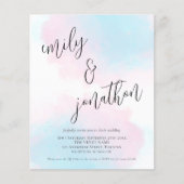 Budget Wasserfarbe Rosa Blue QR Code Hochzeit einl (Vorderseite)