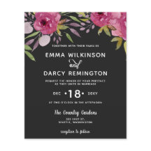 Budget Wasserfarbe Rosa Blumenzwiebeleinladung