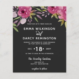 Budget Wasserfarbe Rosa Blumenzwiebeleinladung