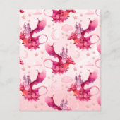 Budget Wasserfarbe Rosa Dragon Babydusche (Rückseite)