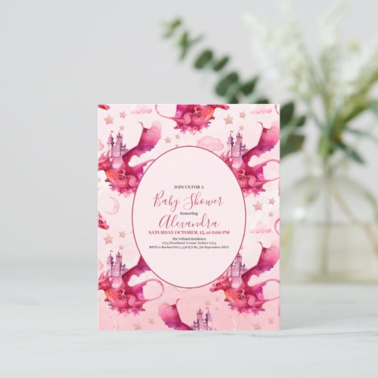 Budget Wasserfarbe Rosa Dragon Babydusche (Stehend Vorderseite)