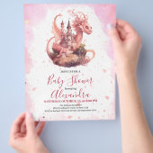 Budget Wasserfarbe Rosa Dragon Babydusche Flyer (Hand)