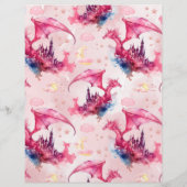 Budget Wasserfarbe Rosa Dragon Babydusche Flyer (Hinten)