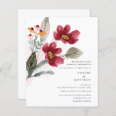 Budget Wasserfarbe Rustikale Burgund Blumenhochzei (Vorne/Hinten)