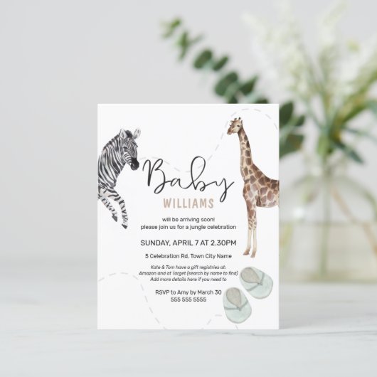 Budget Wasserfarbe Safari Tierjunge Babydusche (Stehend Vorderseite)