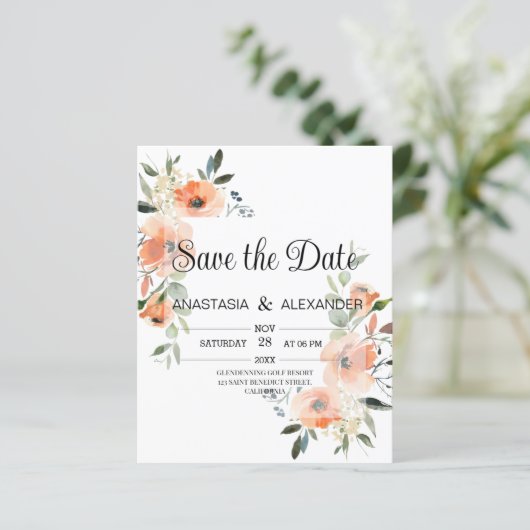 Budget Wasserfarbe Save the Date. Save The Date (Stehend Vorderseite)