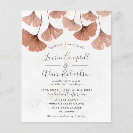 Budget Wasserfarbe Terracotta Hochzeit Einladung (Vorderseite)