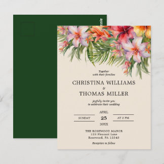 Budget Wasserfarbe Tropische Hochzeit Einladung Postkarte