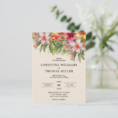 Budget Wasserfarbe Tropische Hochzeit Einladung Postkarte (Stehend Vorderseite)