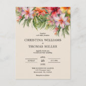 Budget Wasserfarbe Tropische Hochzeit Einladung Postkarte (Vorderseite)