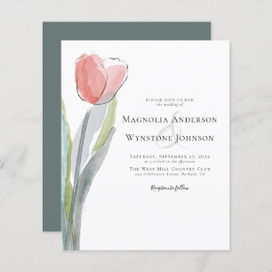 Budget Wasserfarbe Tulip Hochzeit Einladung