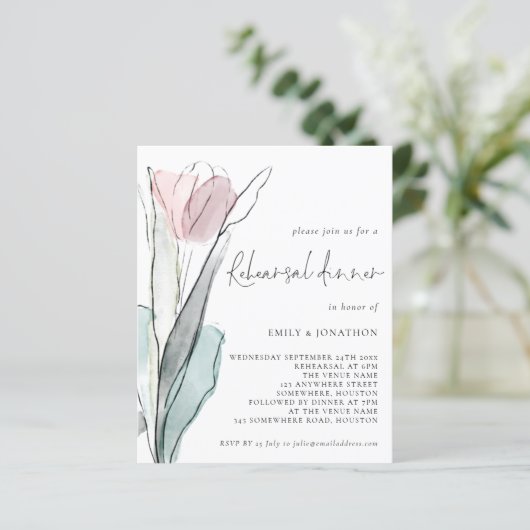 Budget Wasserfarbe Tulip Hochzeit Probe Abendessen (Stehend Vorderseite)