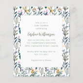 Budget Wasserfarbe Wildblume Kinderdusche Einladun (Vorderseite)