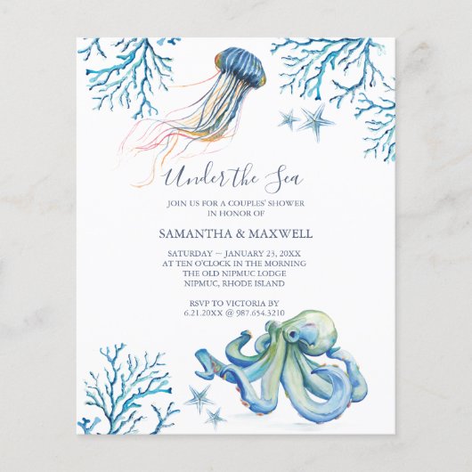 Budget Wasserfarben Babydusche unter dem Thema Mee (Vorderseite)