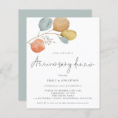 Budget Wasserfarben Blätter Jubiläumsessen Einladu (Vorne/Hinten)