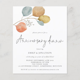 Budget Wasserfarben Blätter Jubiläumsessen Einladu