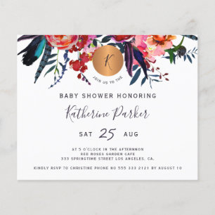 Budget-Wasserfarben-Blumen-Baby-Shower-Einladung Flyer