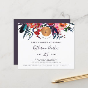 Budget-Wasserfarben-Blumen-Einladung zur Babyparty