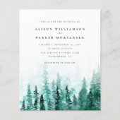 Budget Wasserfarben Kiefernwald Rustikale Hochzeit (Vorderseite)