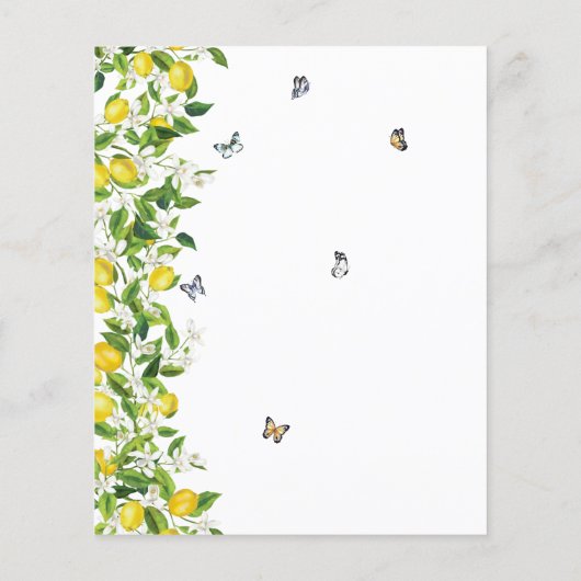 Budget Wasserfarben Lemon Botanisches Brautparty (Rückseite)