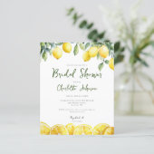 Budget Wasserfarben Lemons Bridal Dusche Einladung (Stehend Vorderseite)