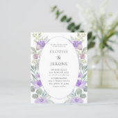 Budget Wasserfarben Lila Hochzeit Einladung (Stehend Vorderseite)