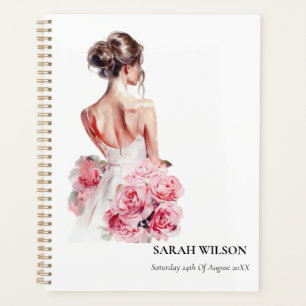 Budget-Wasserfarben-Rosa-Brautkleid-Brautparty Planer