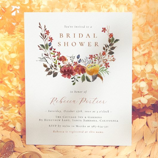 Budget Wasserfarben Wildblumen fallen Brautparty