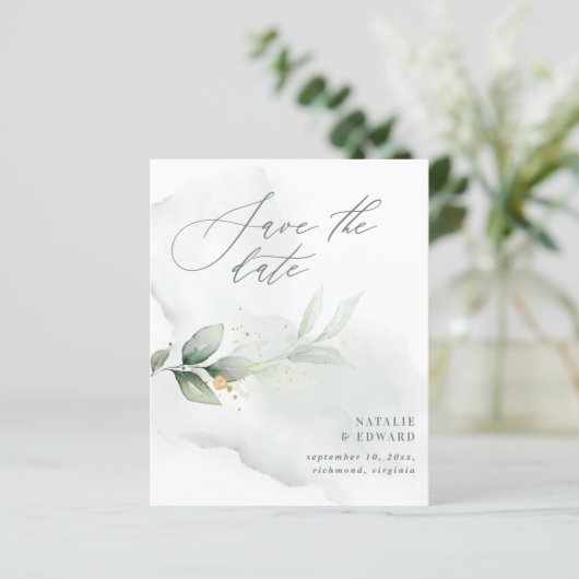 Budget Wasserfarbene Hochzeit speichern das Datum (Stehend Vorderseite)