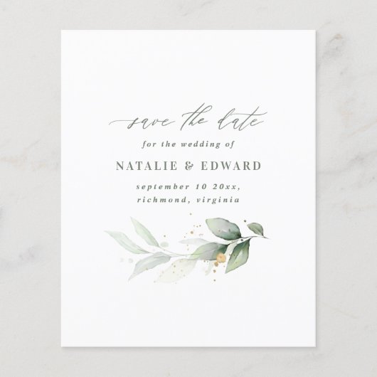 Budget Wasserfarbene Hochzeit speichern das Datum (Vorderseite)