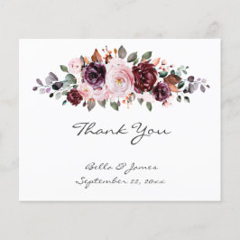 Budget Wasserfarbenflorale Hochzeit Danke Karte