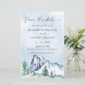 Budget Wasserfarbengebirge Kiefer Save the Date (Stehend Vorderseite)