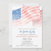 Budget Watercolor American Flag Juli Party Einladung (Vorderseite)
