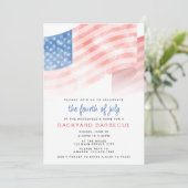 Budget Watercolor American Flag Juli Party Einladung (Stehend Vorderseite)