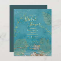 Budget Watercolor Aquamarin Gold Brautparty