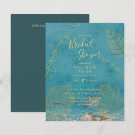 Budget Watercolor Aquamarin Gold Brautparty