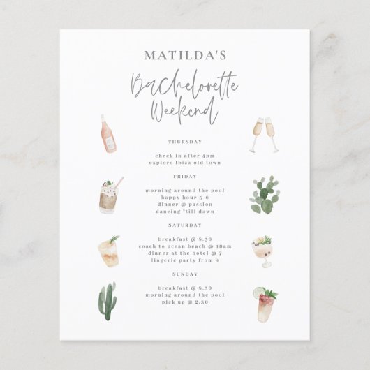 Budget Watercolor Bacheloretto Wochenende Flyer (Vorne)