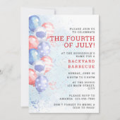 Budget Watercolor Balloons Amerikanische Unabhängi Einladung (Vorderseite)